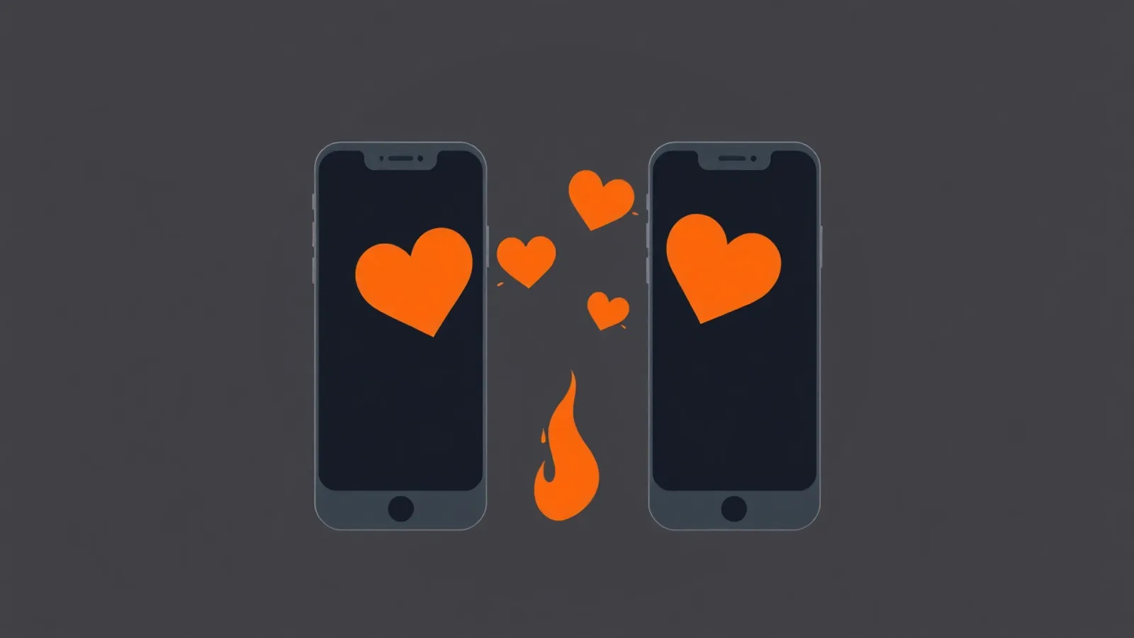 Phone showing a flirty text with a small flame icon next to it