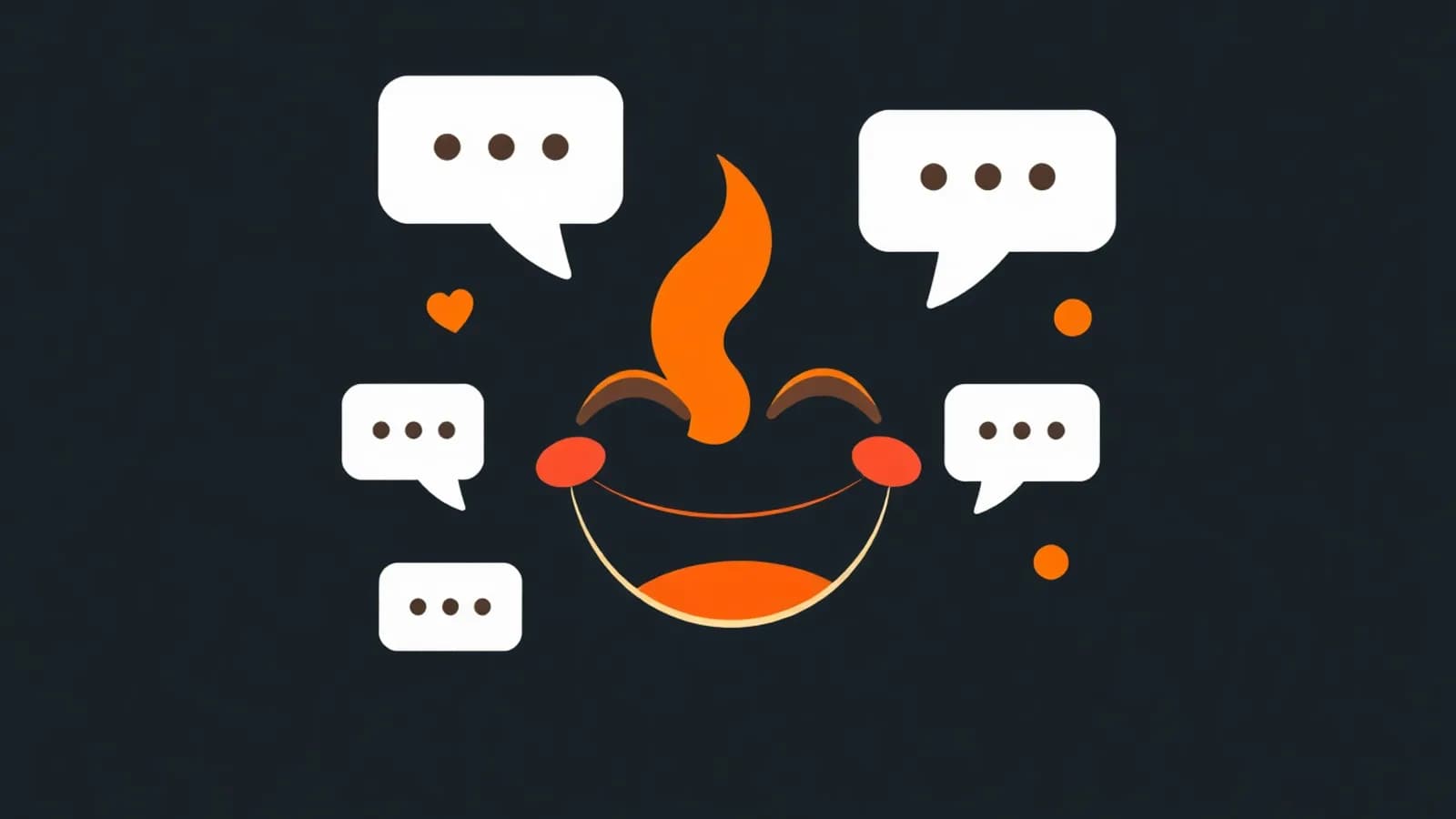 Phone screen with a chat bubble and laughing emoji glowing over a dark background